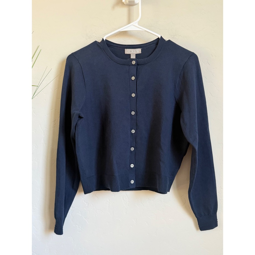 J.Crew Jackie Cardigan Women's Medium Navy Blue Button Front NWT with Flaw